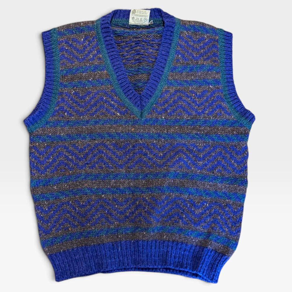 Vintage Gaeltarra Irish Wool Made in Ireland Handmade Sweater Vest County Mayo L